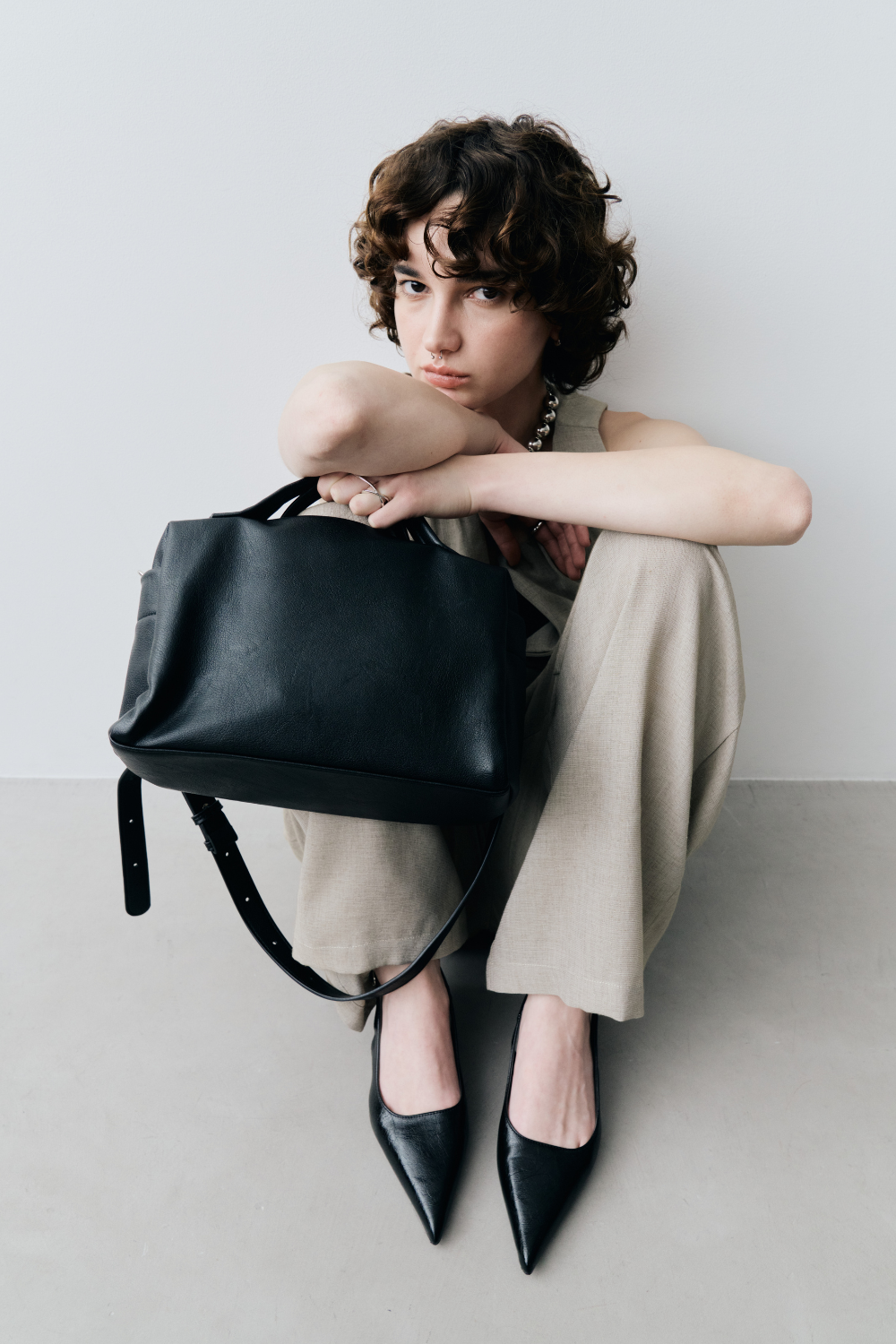 Soft leather square bag