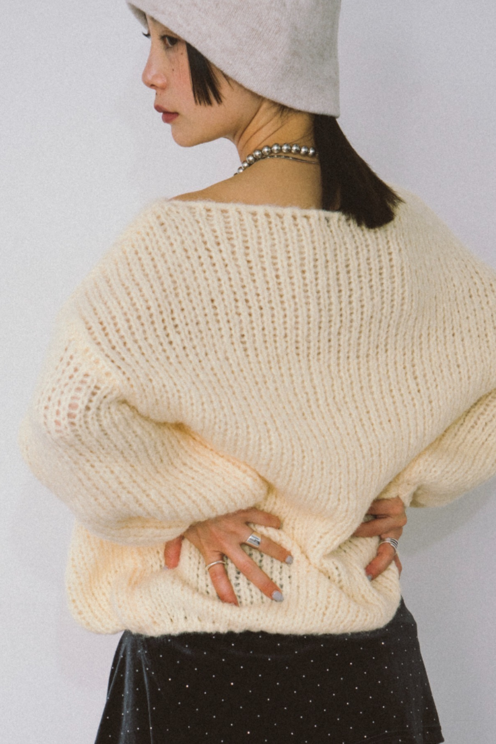 Low gauge loose knit pullover