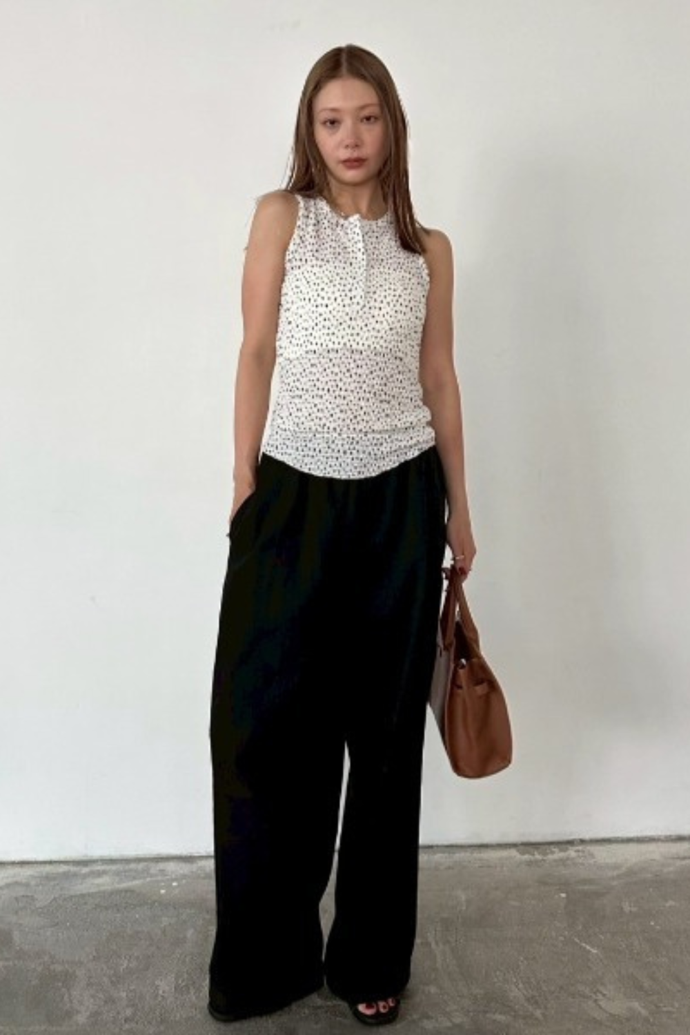 Flower henry neck tank top