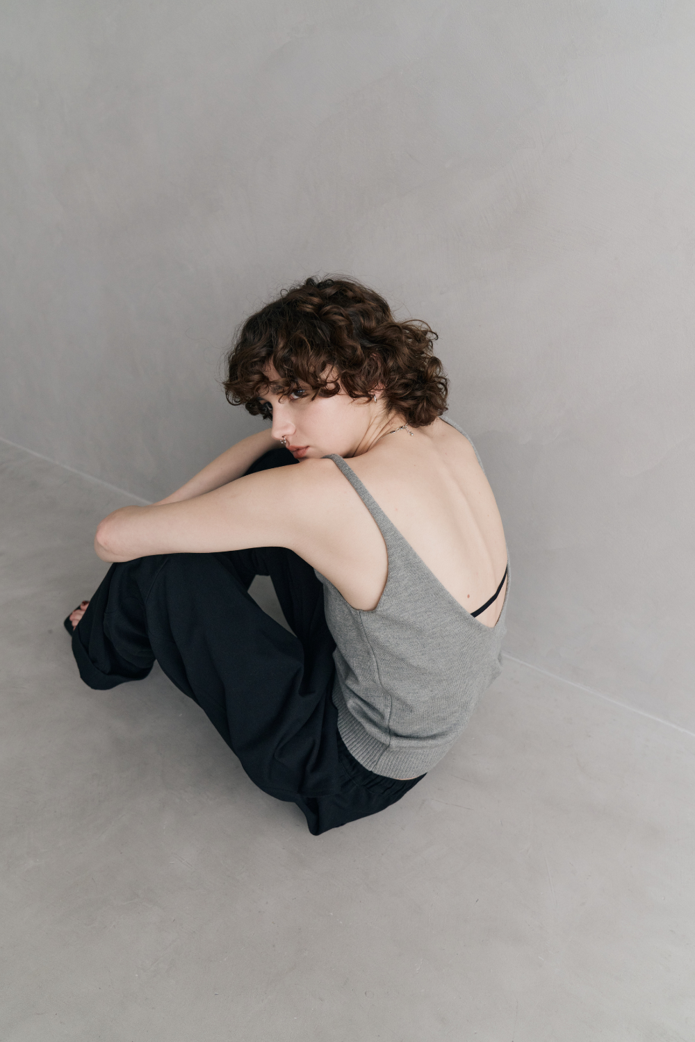 Open back knit tank