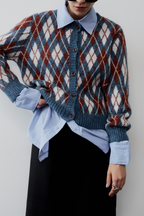 【 preorder 】 Argyle jacquard knit cardigan