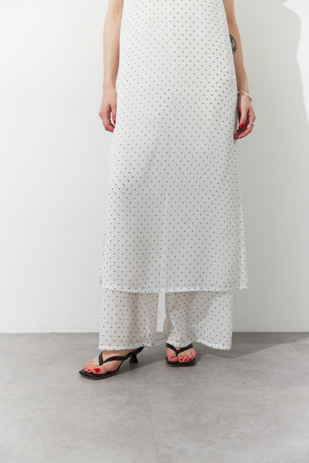 Sheer dot layered all-in-one