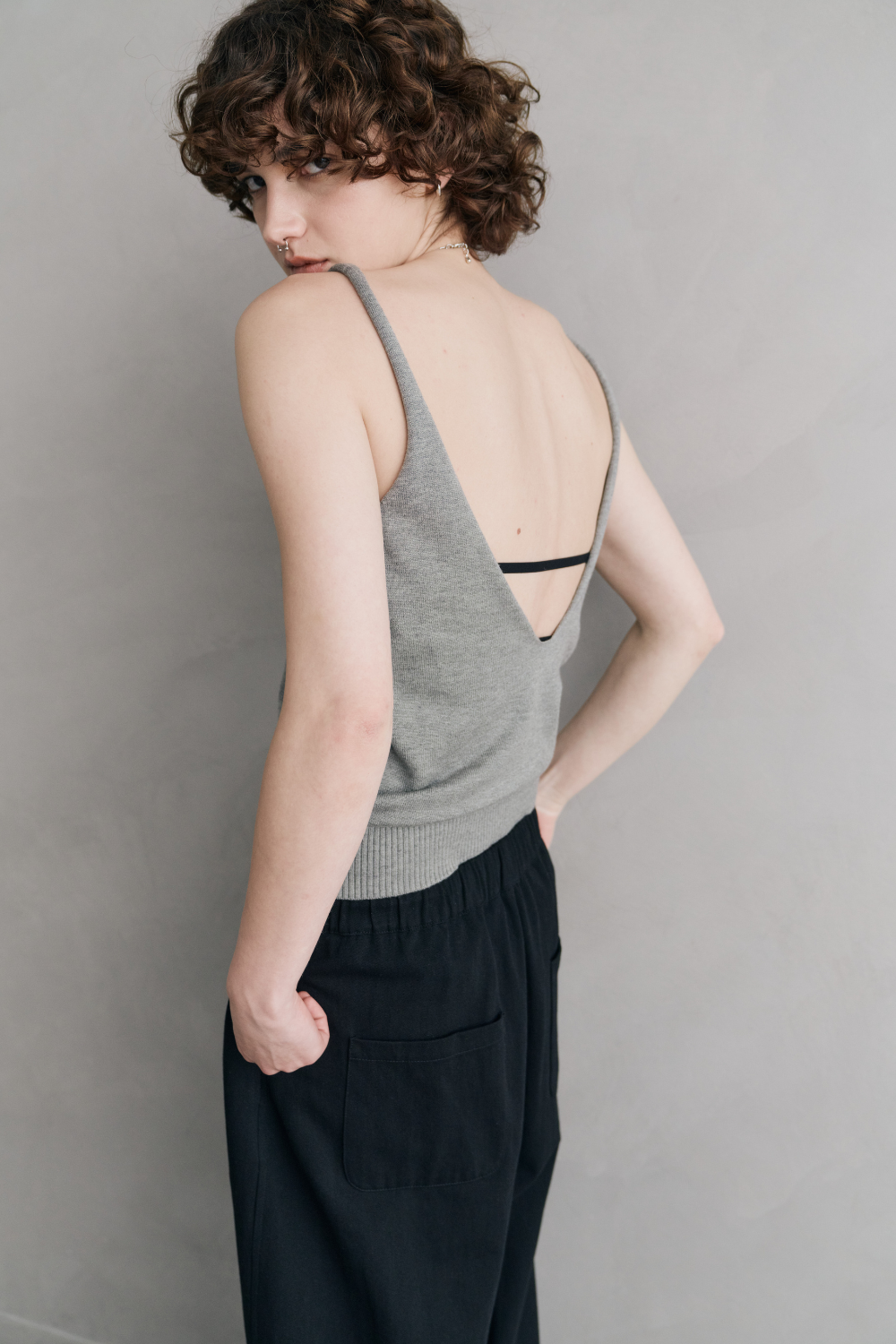 Open back knit tank
