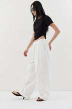 Cotton roll-up curved pants