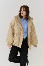 Stand collar padding midi coat