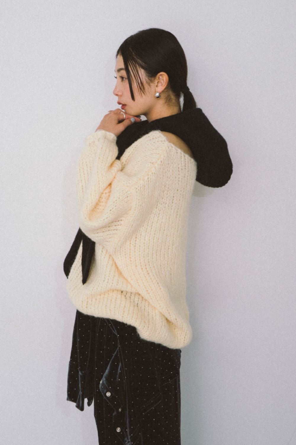 Low gauge loose knit pullover