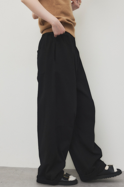 Cotton roll-up curved pants