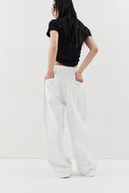 Cotton roll-up curved pants