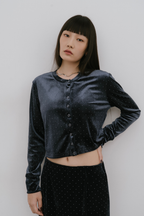 Shiny dot velour cardigan