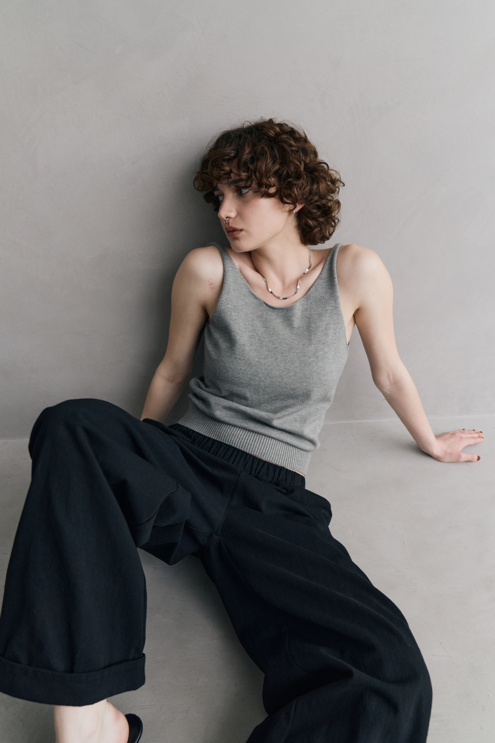 Open back knit tank