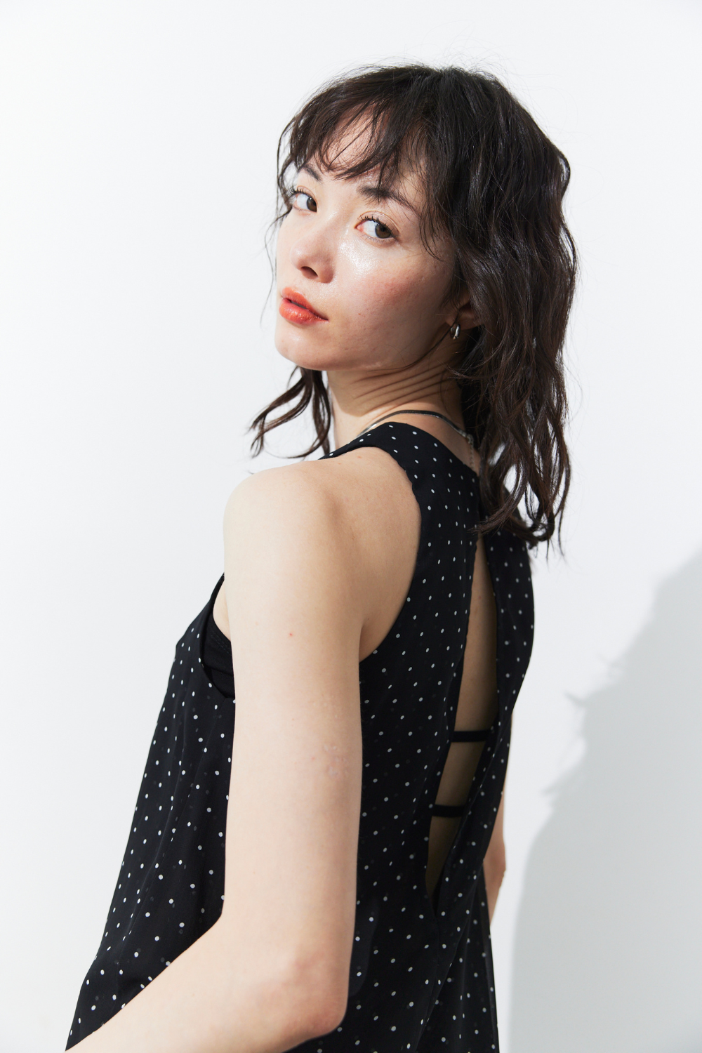 Sheer dot layered all-in-one