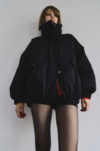 Stand collar padding midi coat