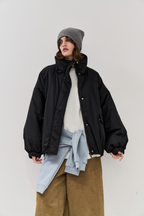 Stand collar padding midi coat