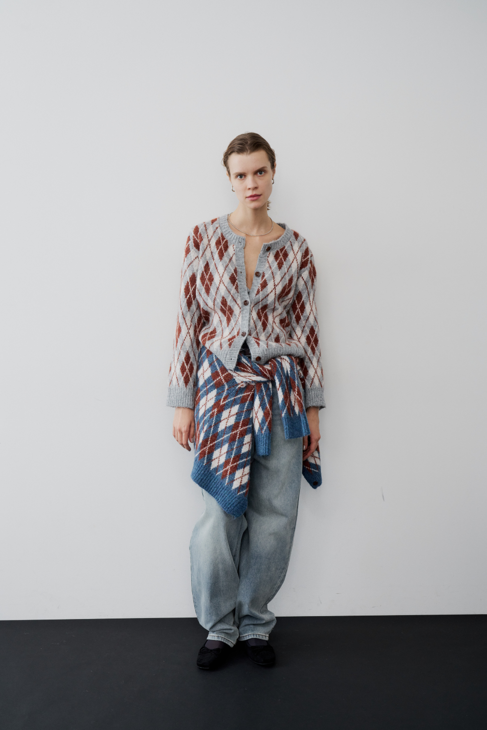 【 preorder 】 Argyle jacquard knit cardigan