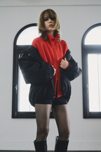 Stand collar padding midi coat