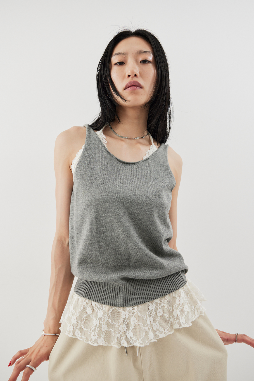 Open back knit tank
