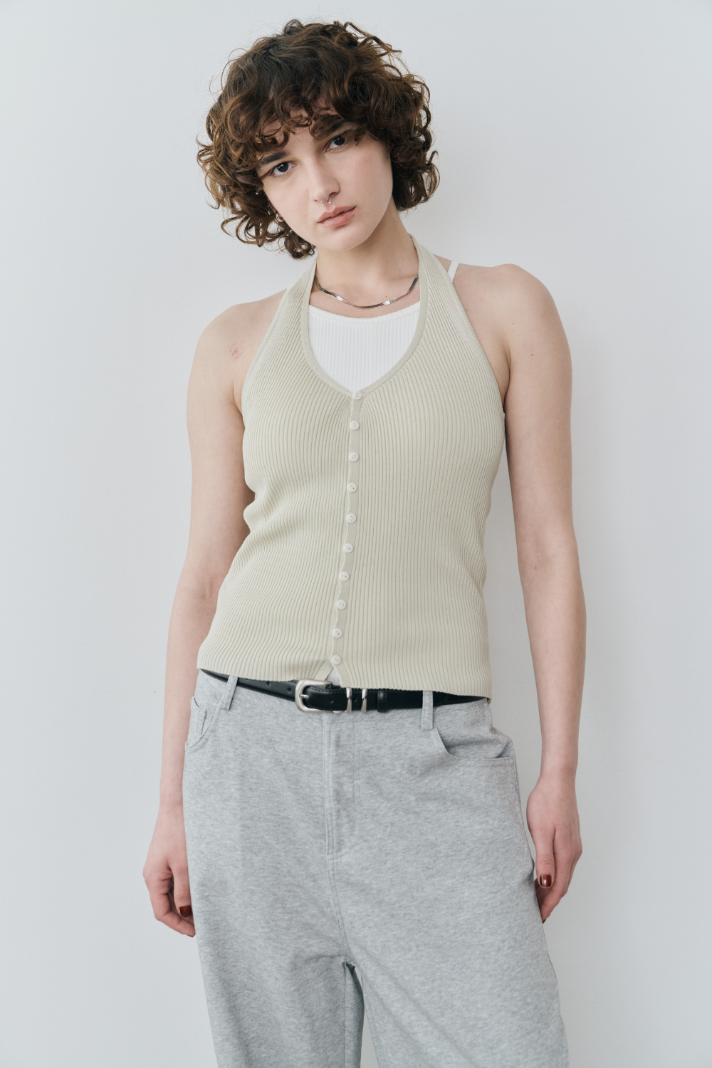 Halter neck knit vest