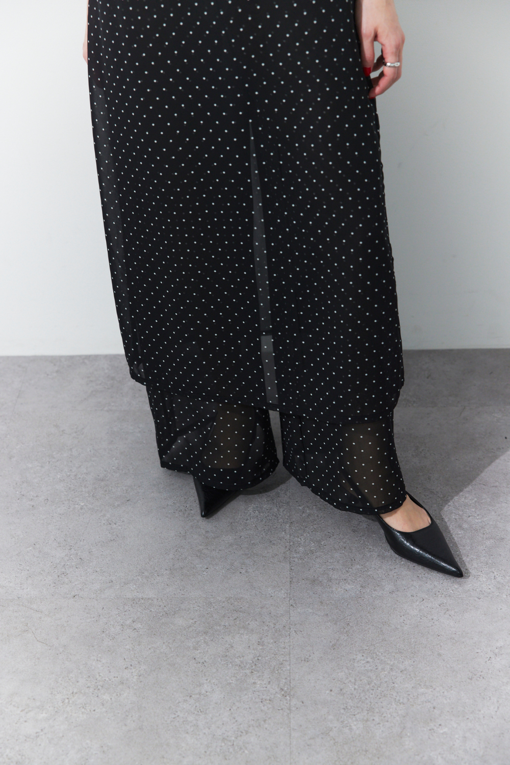 Sheer dot layered all-in-one