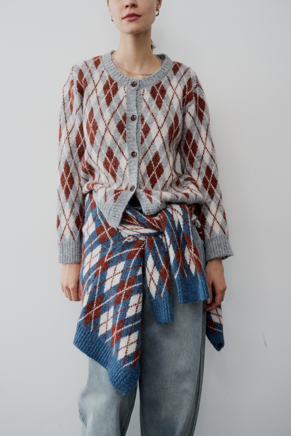 【 preorder 】 Argyle jacquard knit cardigan