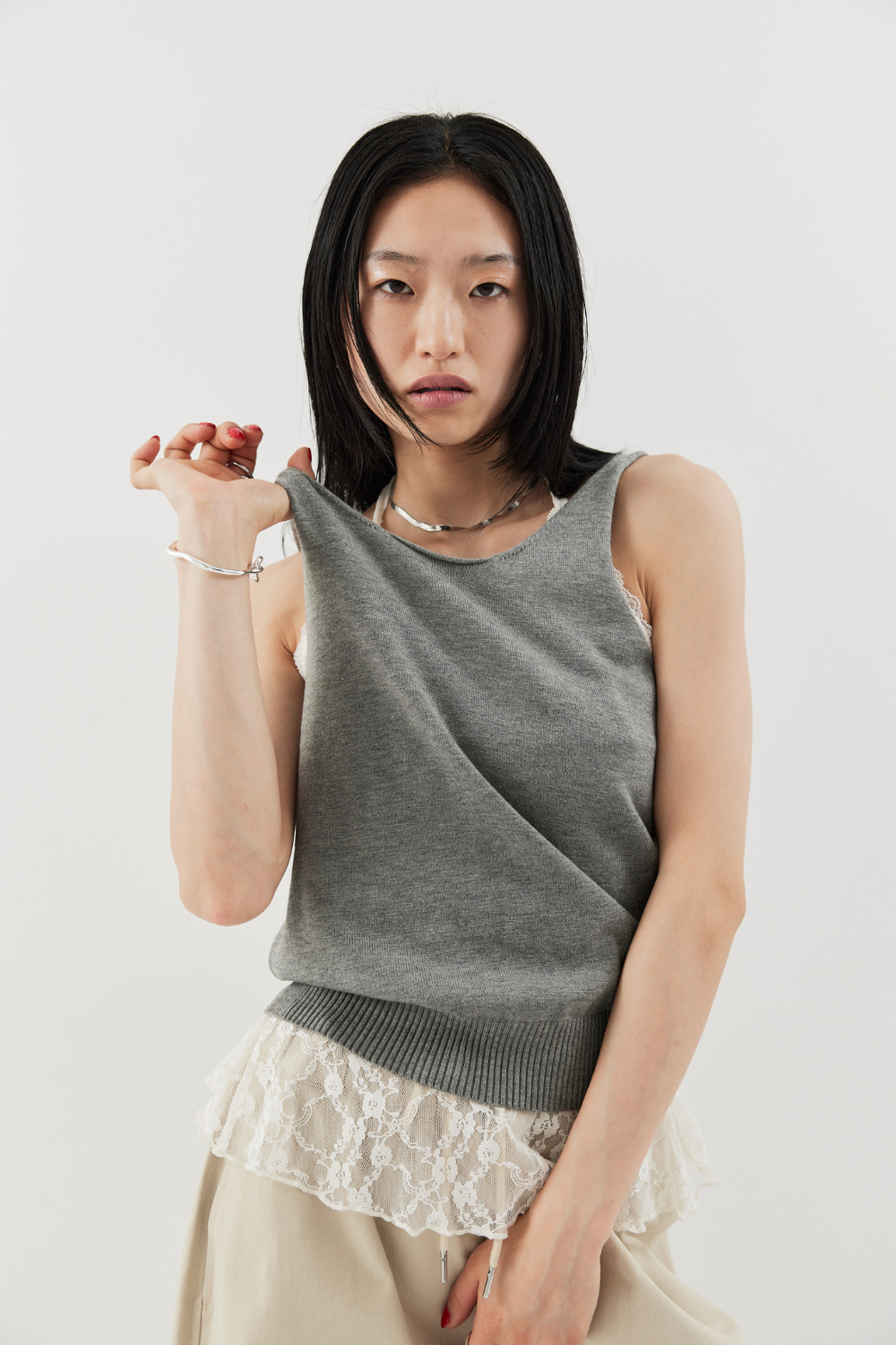 Open back knit tank