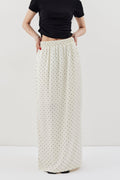 Dot satin long skirt