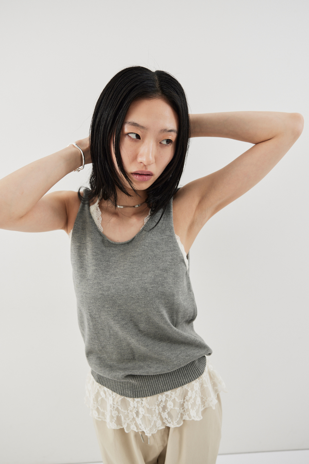 Open back knit tank