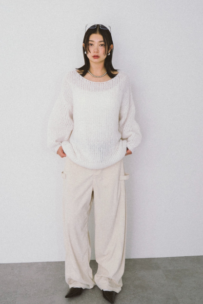 Low gauge loose knit pullover