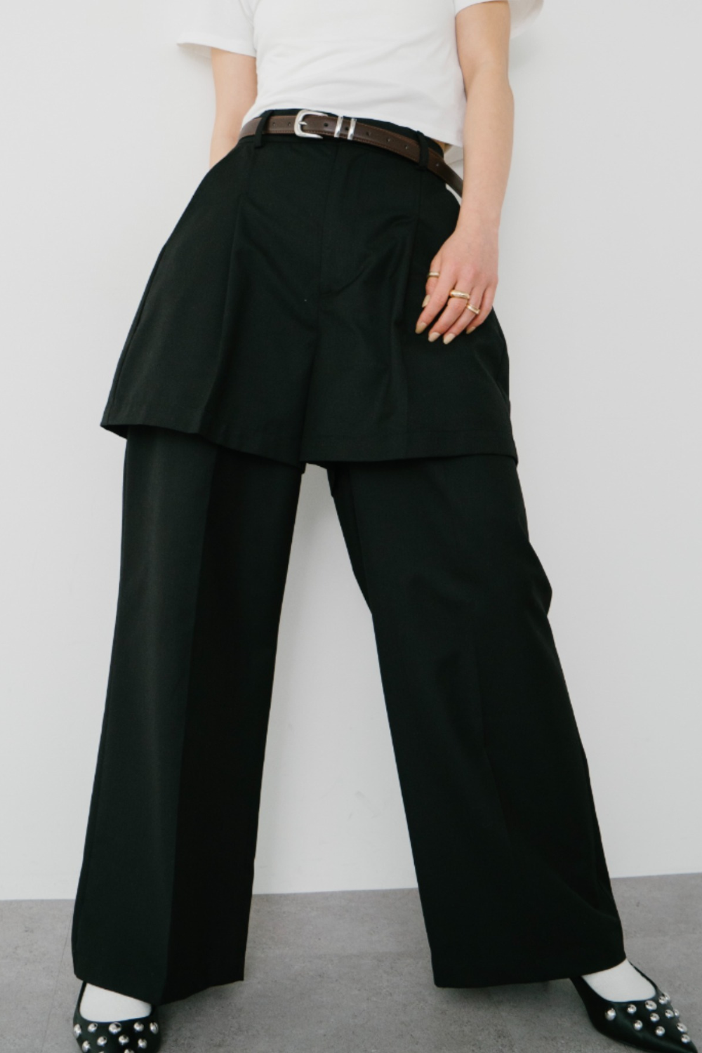 【Collaboration】Layered tuck pants