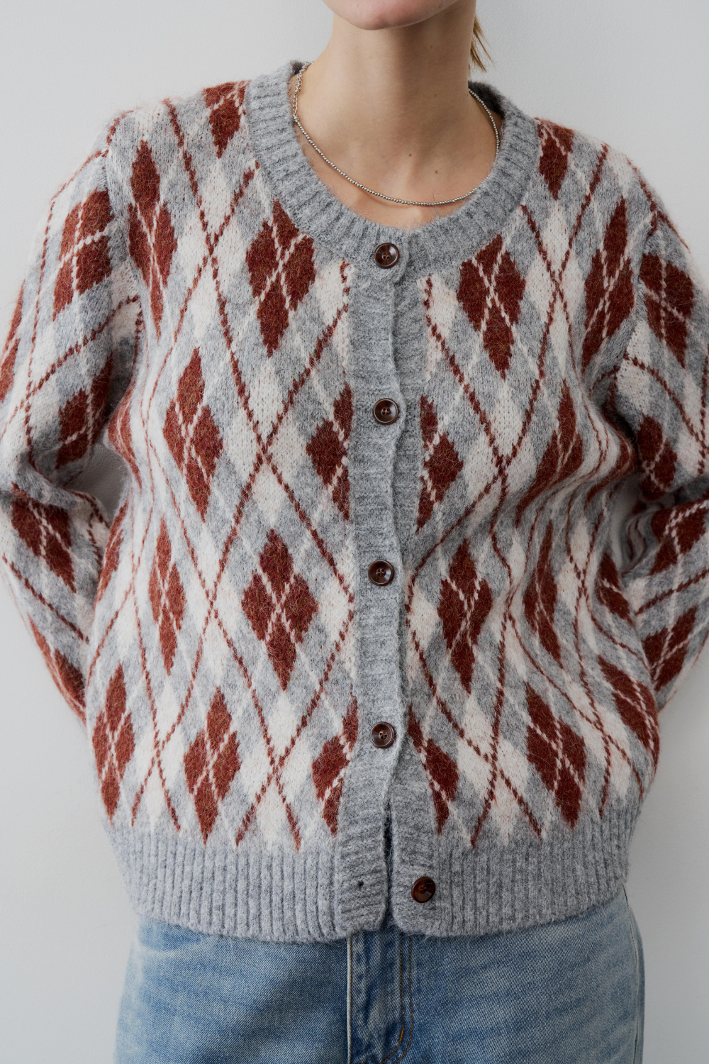 【 preorder 】 Argyle jacquard knit cardigan