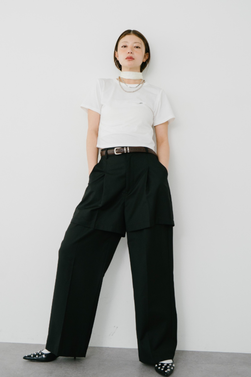 【Collaboration】Layered tuck pants