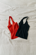 Halter neck knit vest