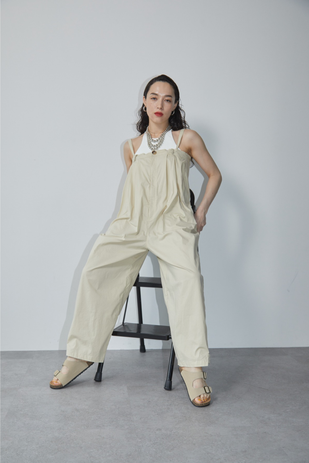 Wide leg 2way overalls