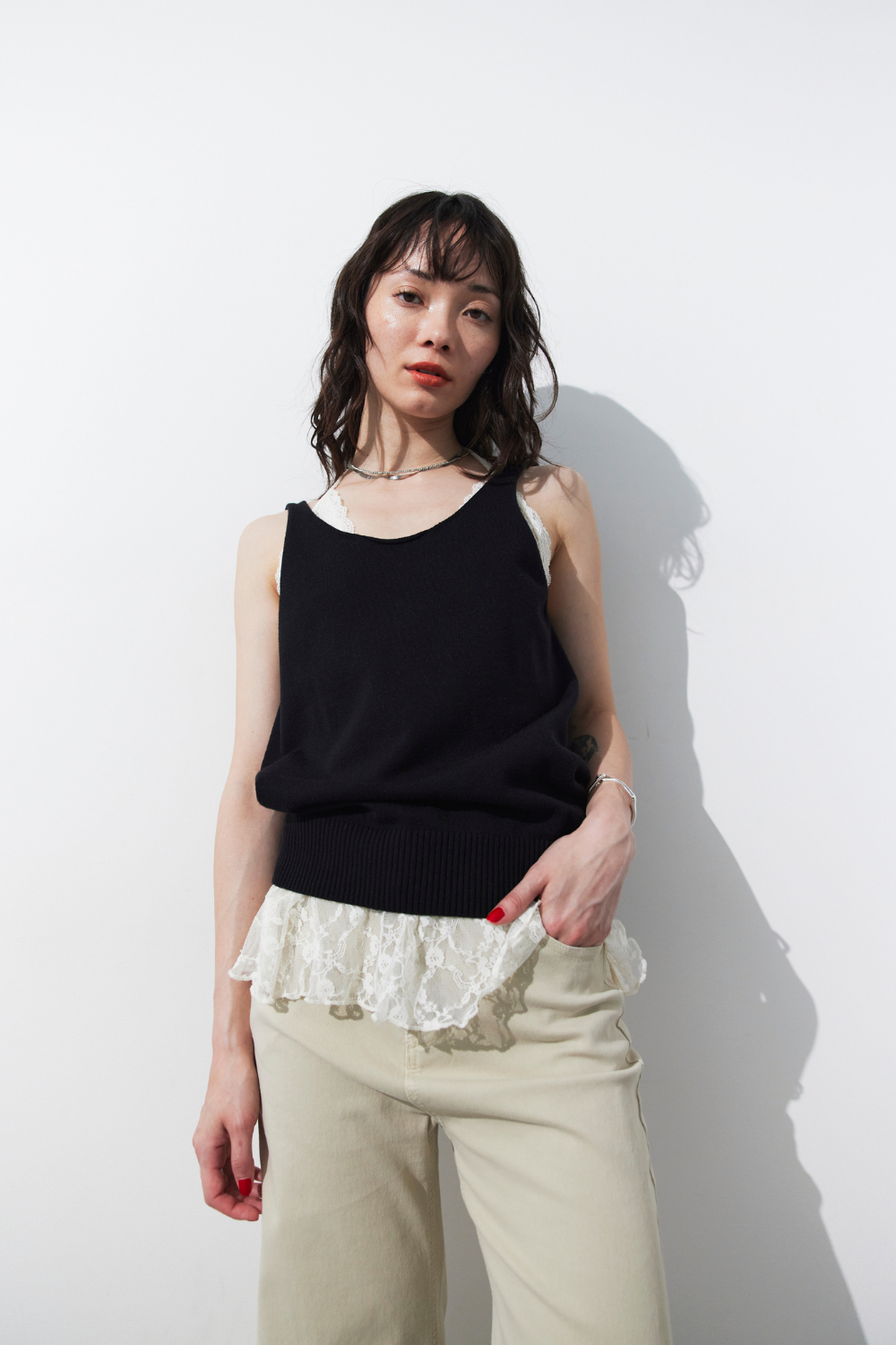 Open back knit tank