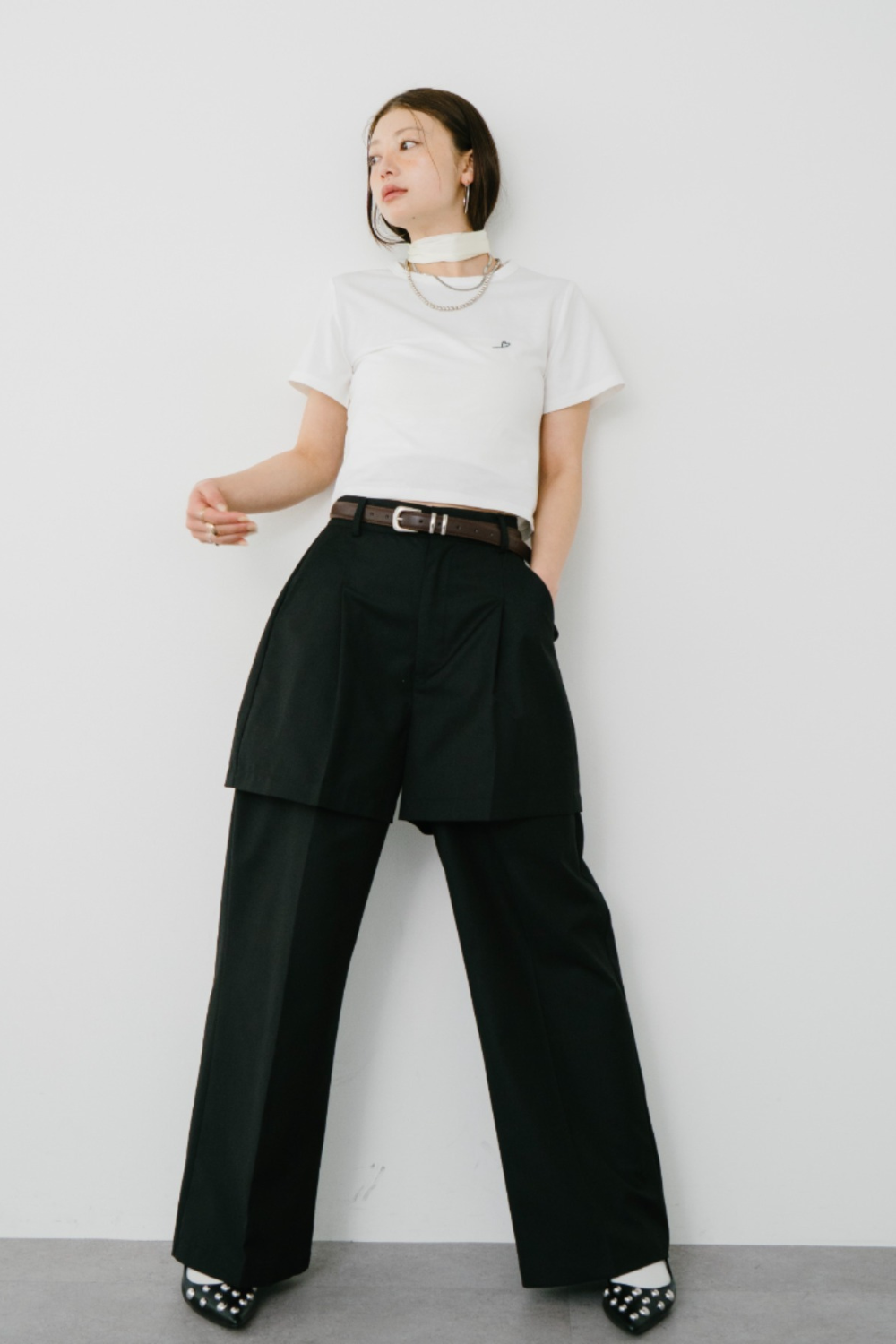 【Collaboration】Layered tuck pants