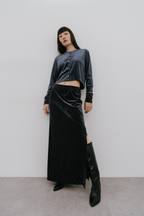 Shiny dot velour skirt