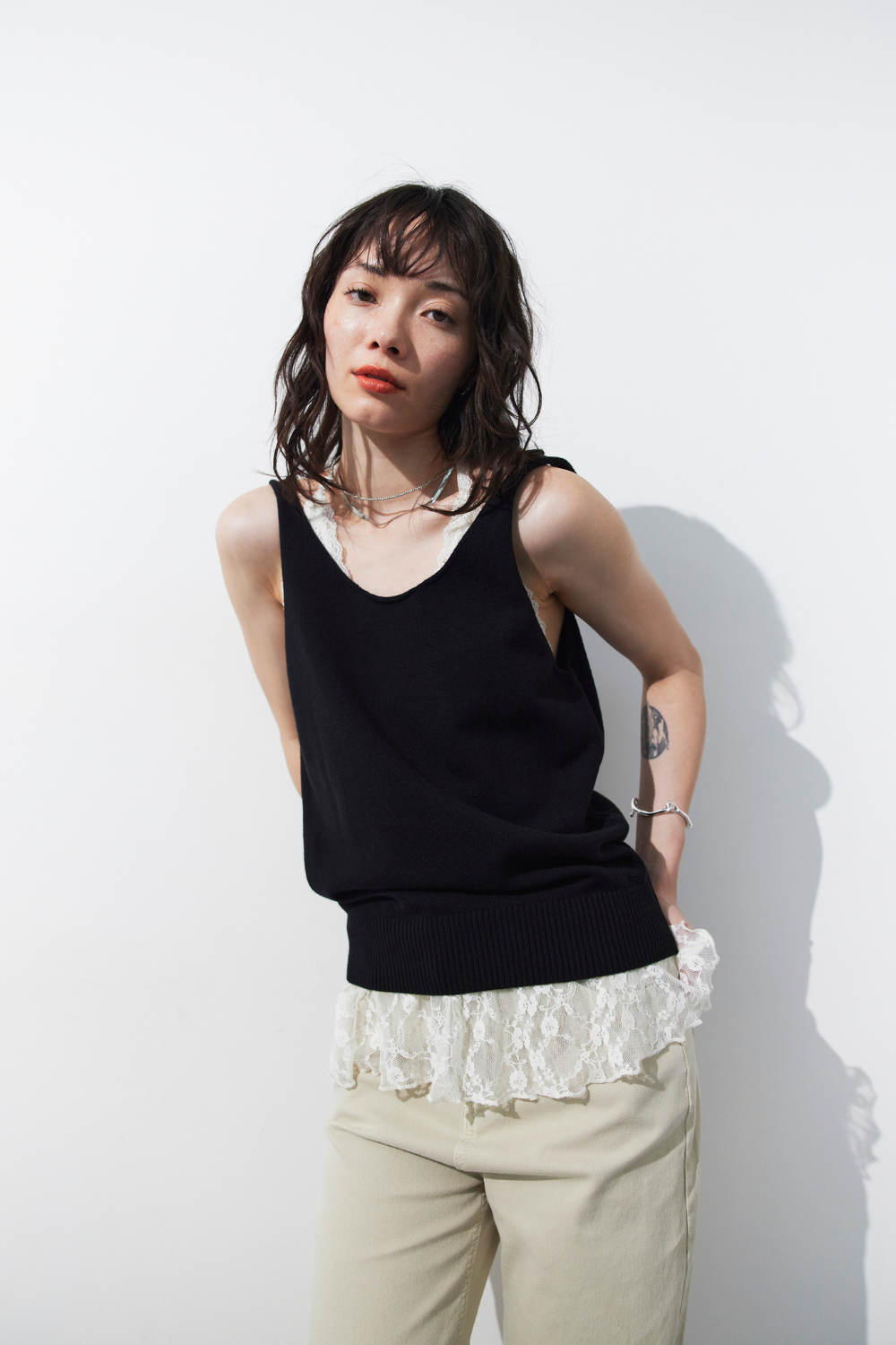 Open back knit tank