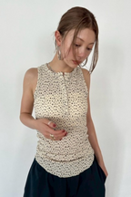 Flower henry neck tank top