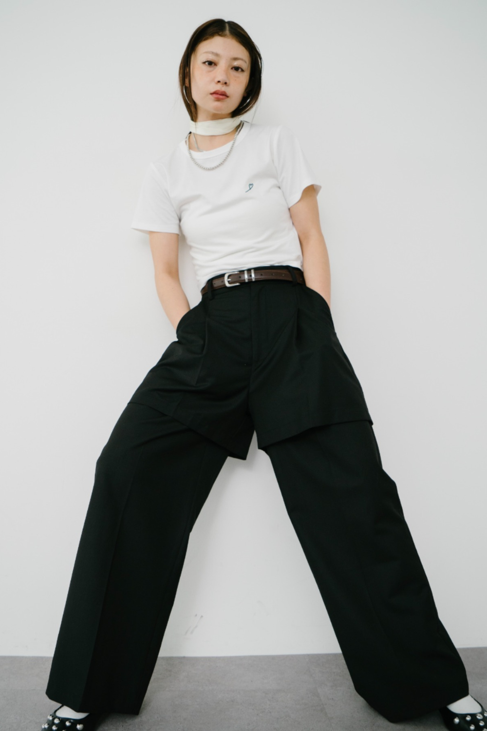 【Collaboration】Layered tuck pants