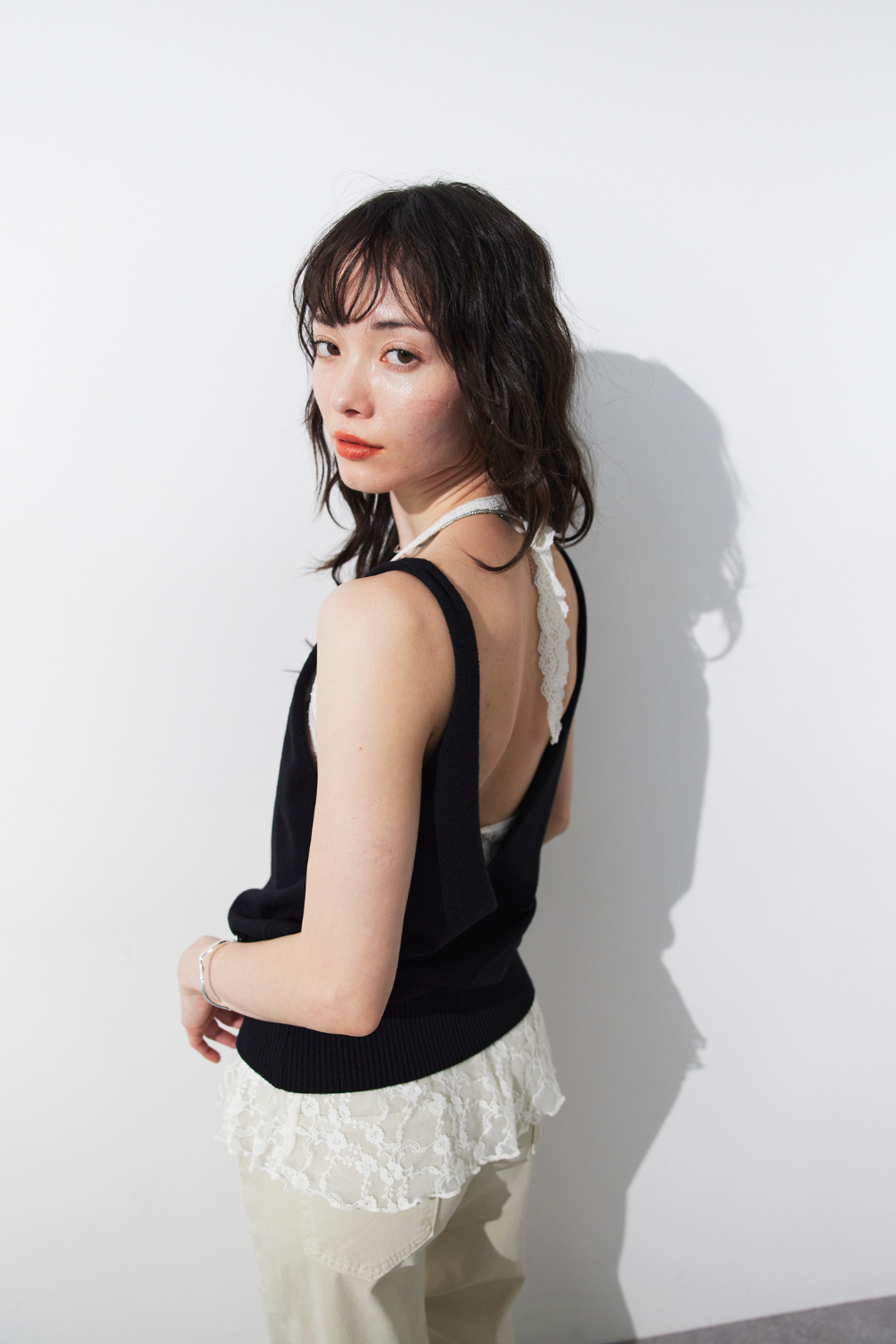 Open back knit tank