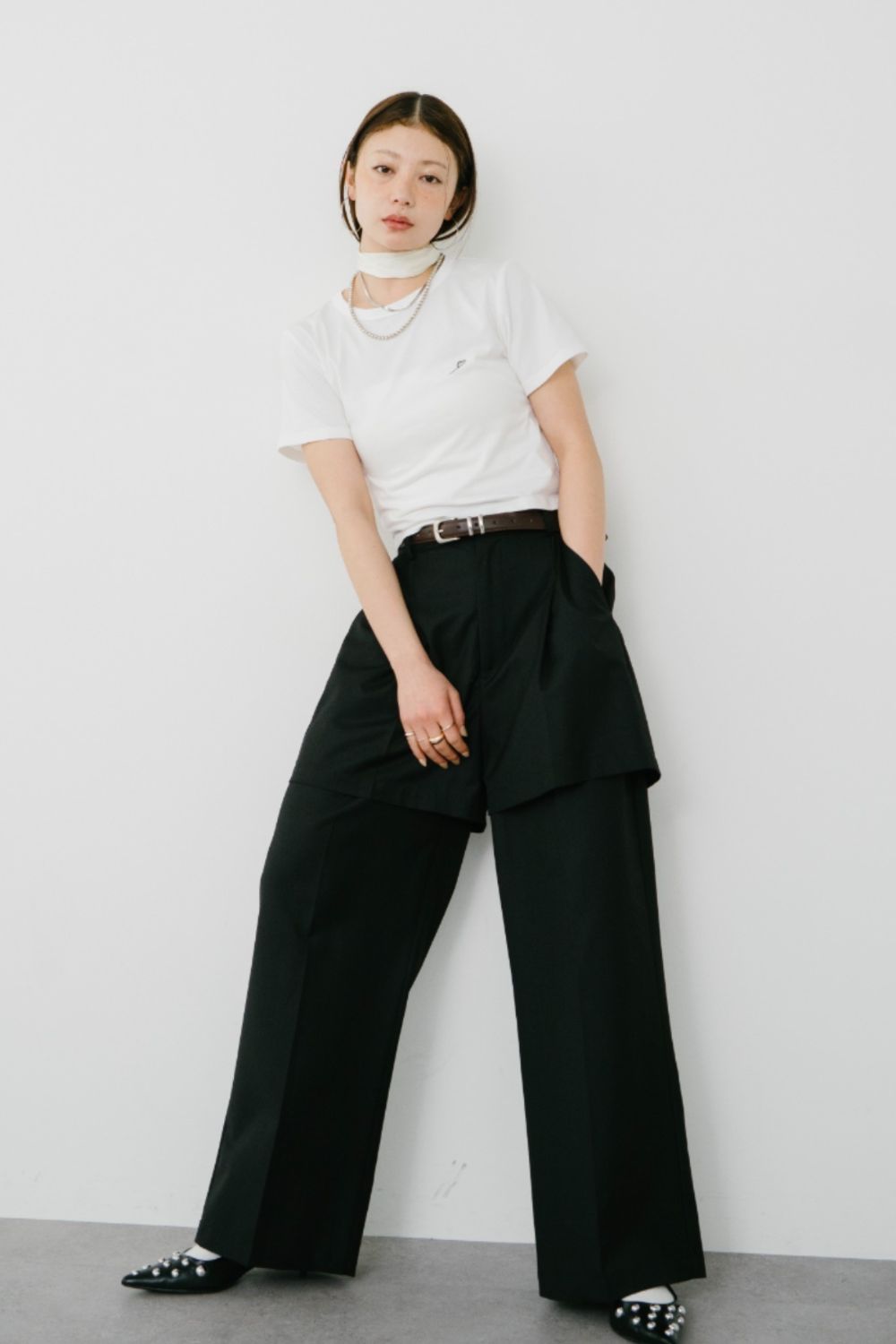 【Collaboration】Layered tuck pants