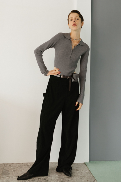 Side tuck corduroy pants