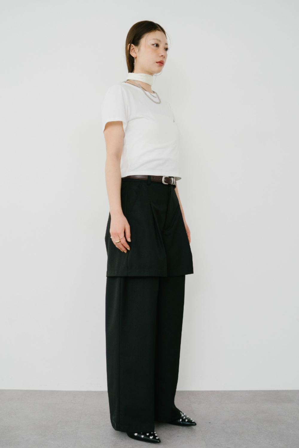 【Collaboration】Layered tuck pants