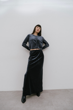 Shiny dot velour skirt