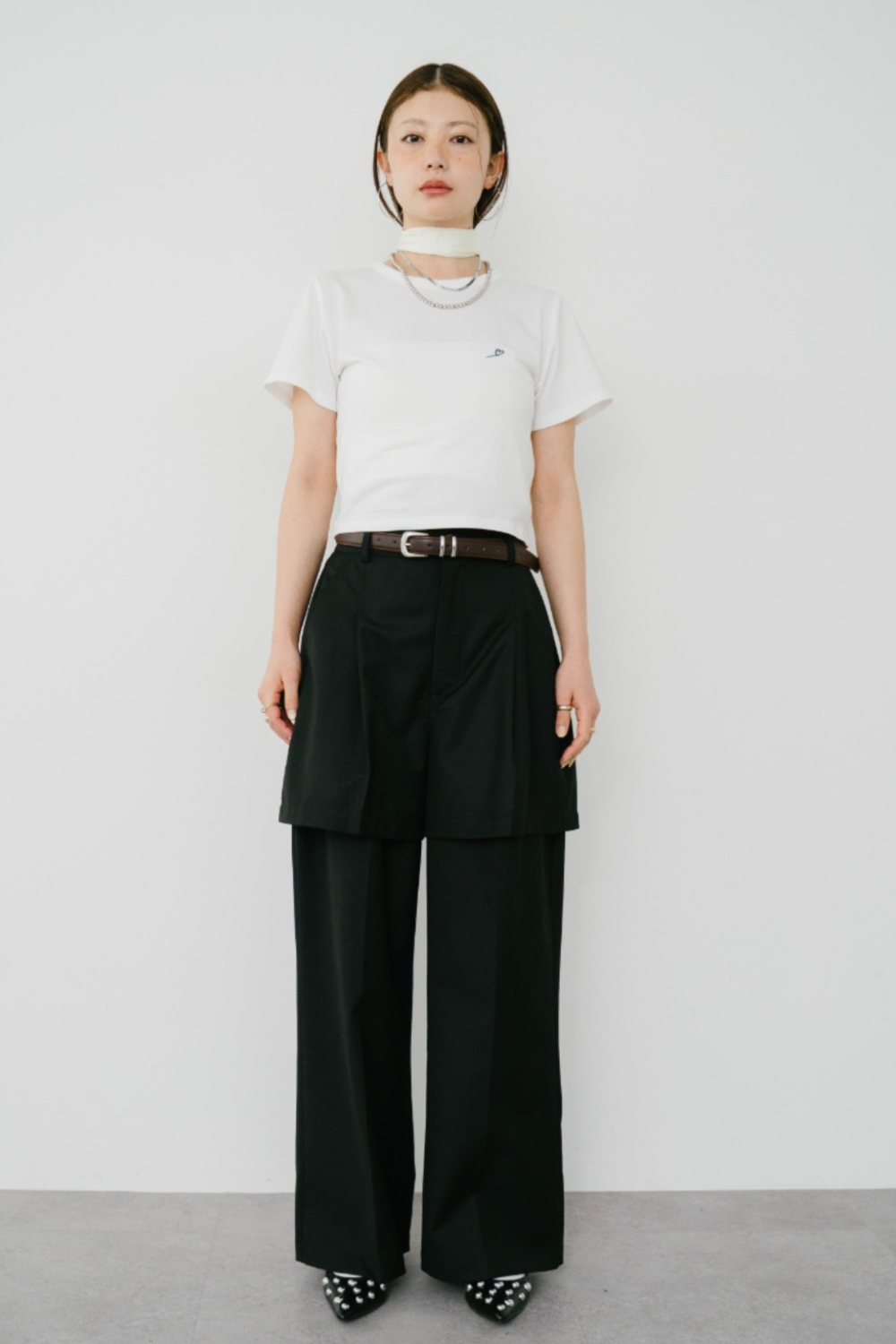 【Collaboration】Layered tuck pants