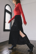 Shiny dot velour skirt