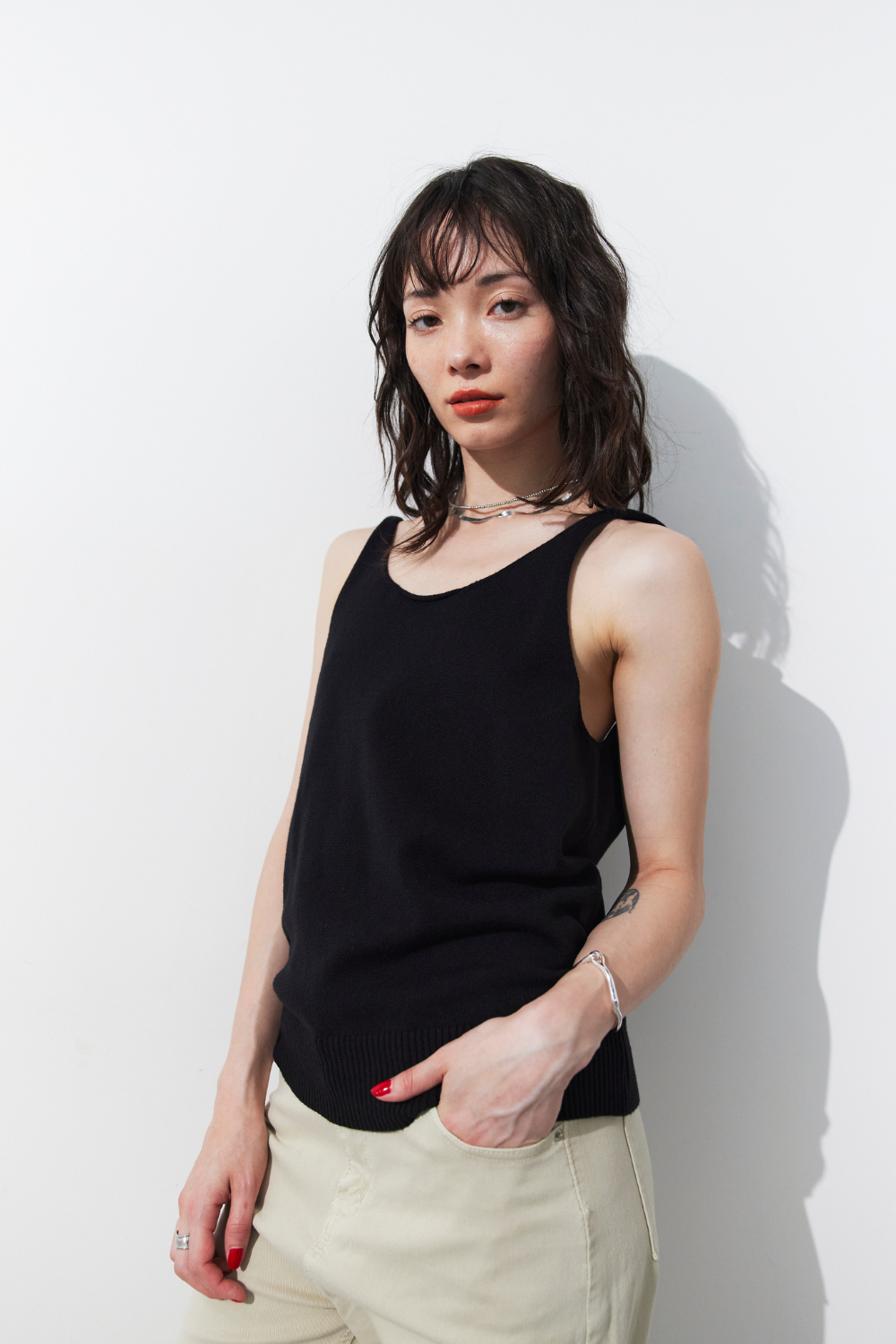 Open back knit tank