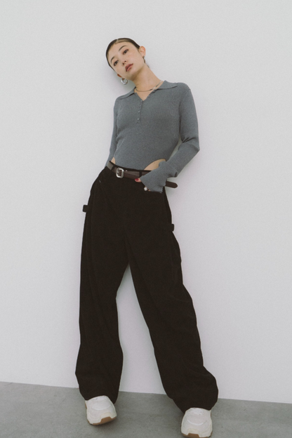 Side tuck corduroy pants