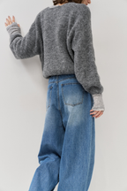 Low rise tapered denim pants