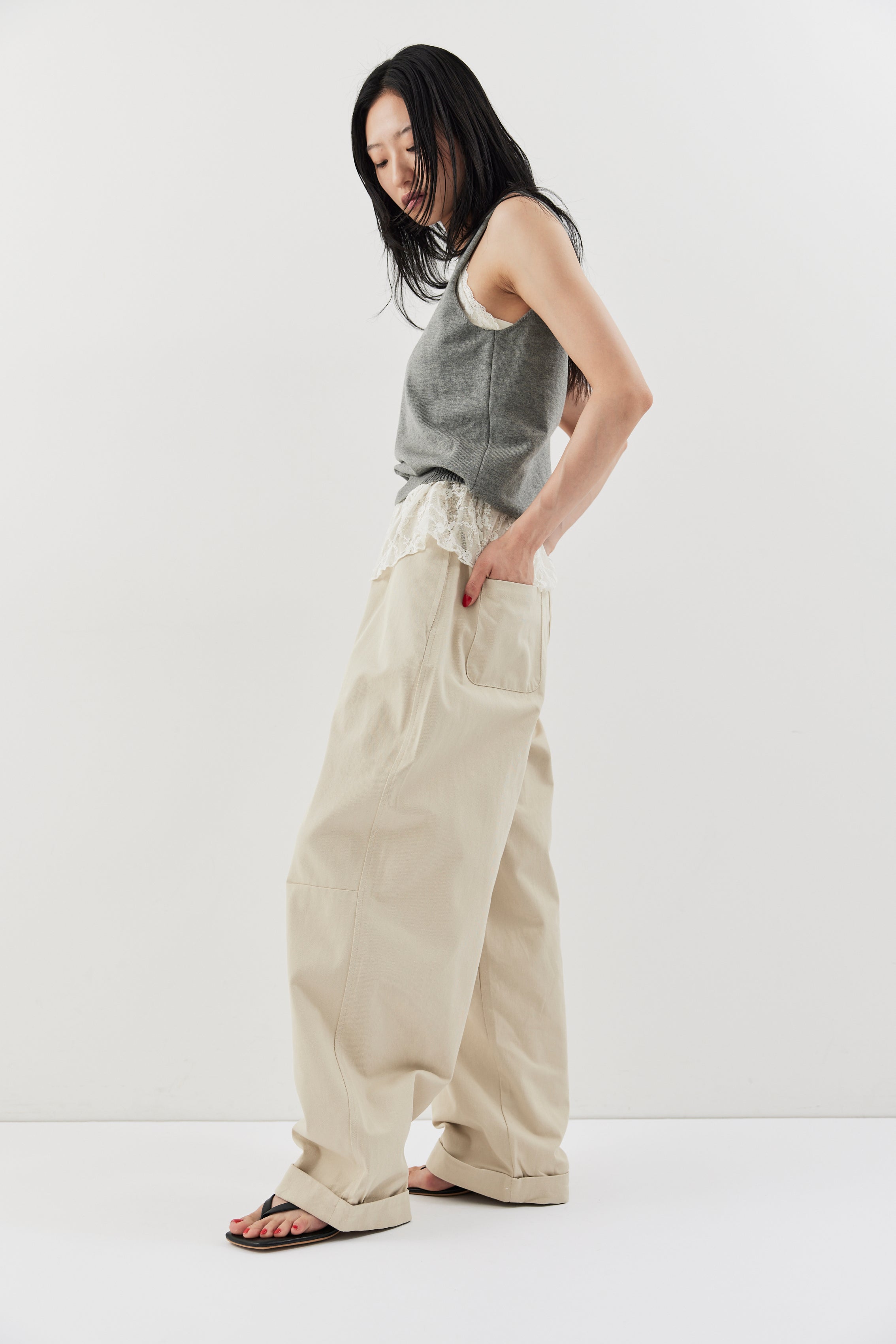 Cotton roll-up curved pants – HANNE ONLINE SHOP
