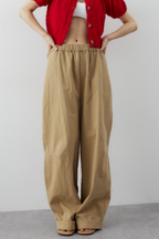 Cotton roll-up curved pants